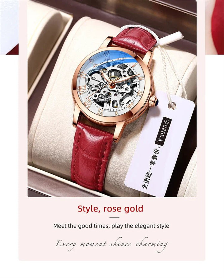Midnight Whisper elegante Automatic Leather Watch en Perú