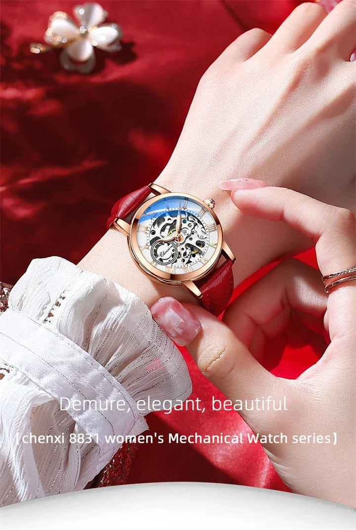 Midnight Whisper elegante Automatic Leather Watch en Perú
