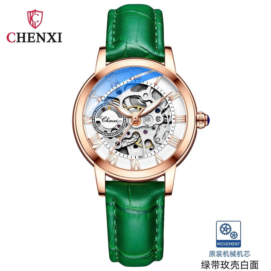 Midnight Whisper elegante Automatic Leather Watch en Perú