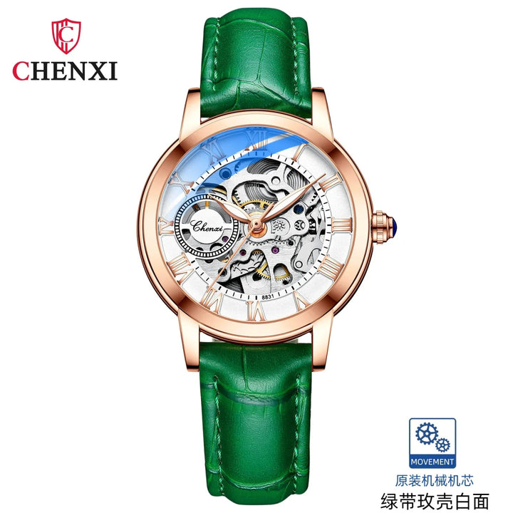 Midnight Whisper elegante Automatic Leather Watch en Perú