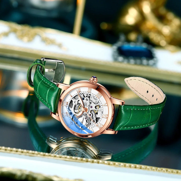 Midnight Whisper elegante Automatic Leather Watch en Perú