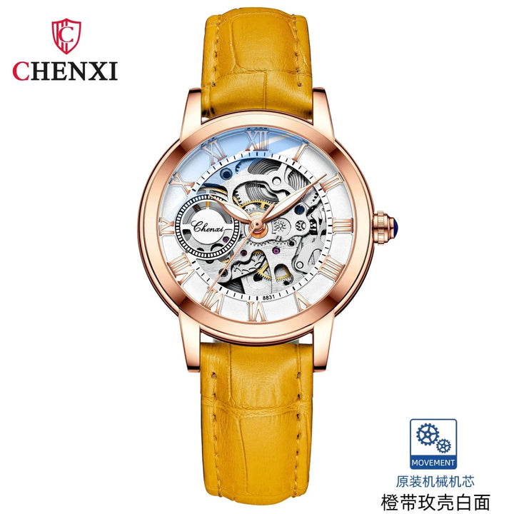 Midnight Whisper elegante Automatic Leather Watch en Perú