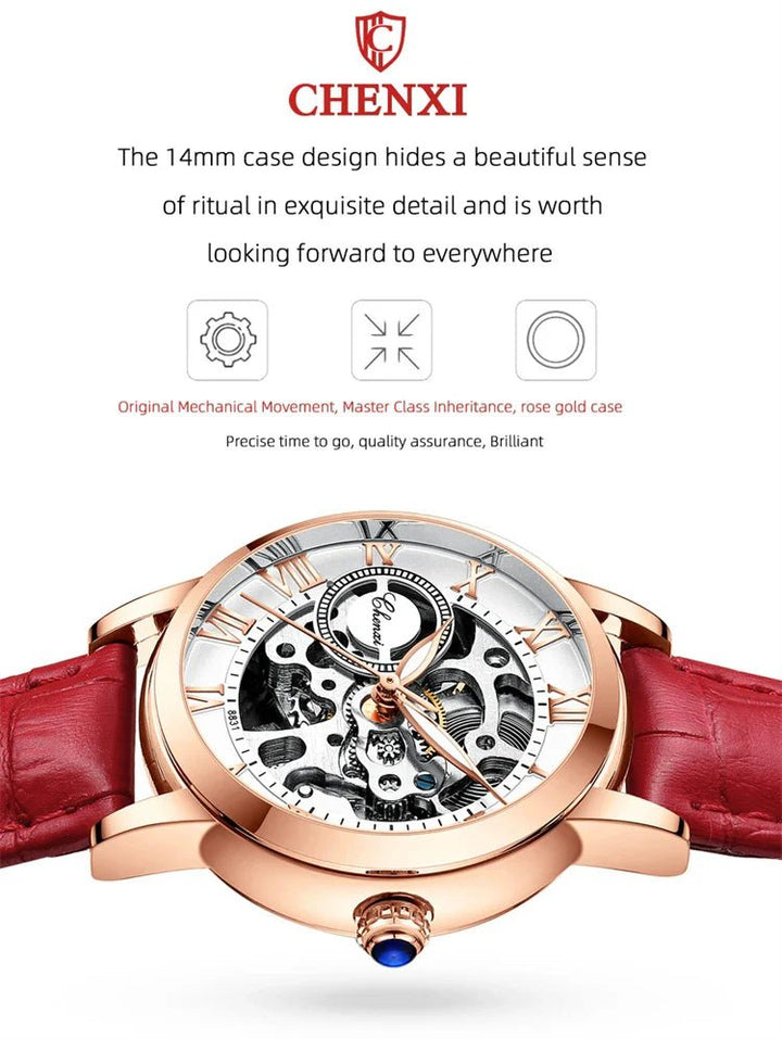 Midnight Whisper elegante Automatic Leather Watch en Perú