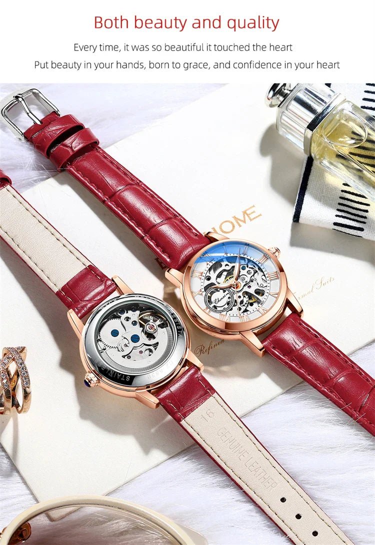 Midnight Whisper elegante Automatic Leather Watch en Perú