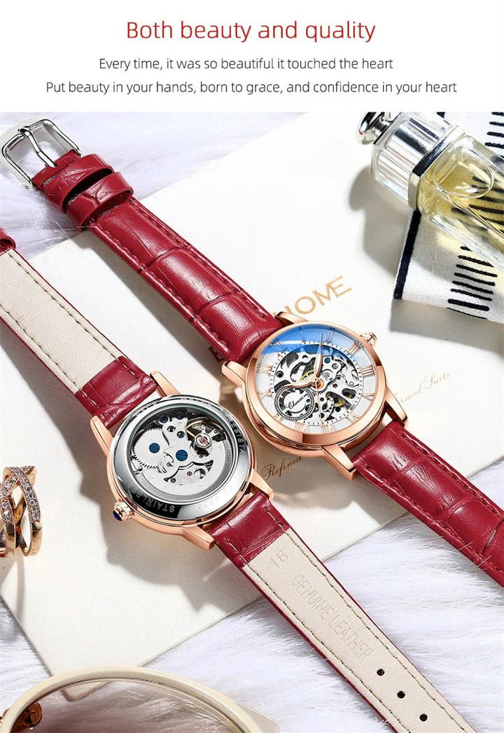 Midnight Whisper elegante Automatic Leather Watch en Perú