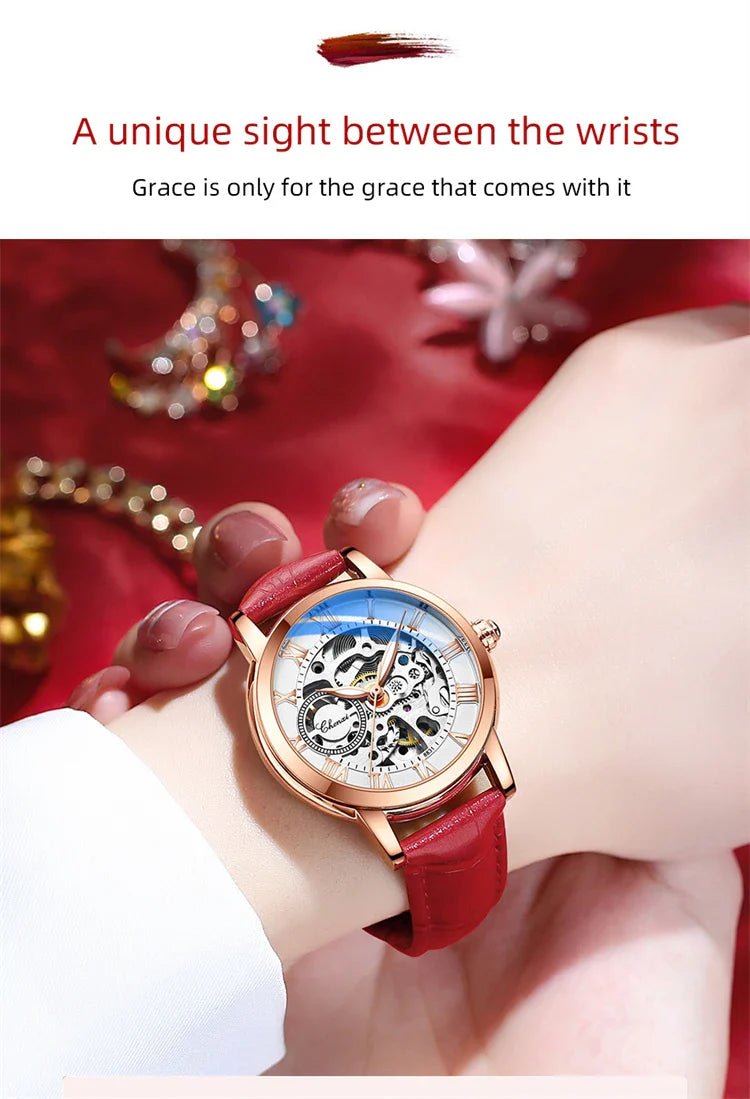 Midnight Whisper elegante Automatic Leather Watch en Perú