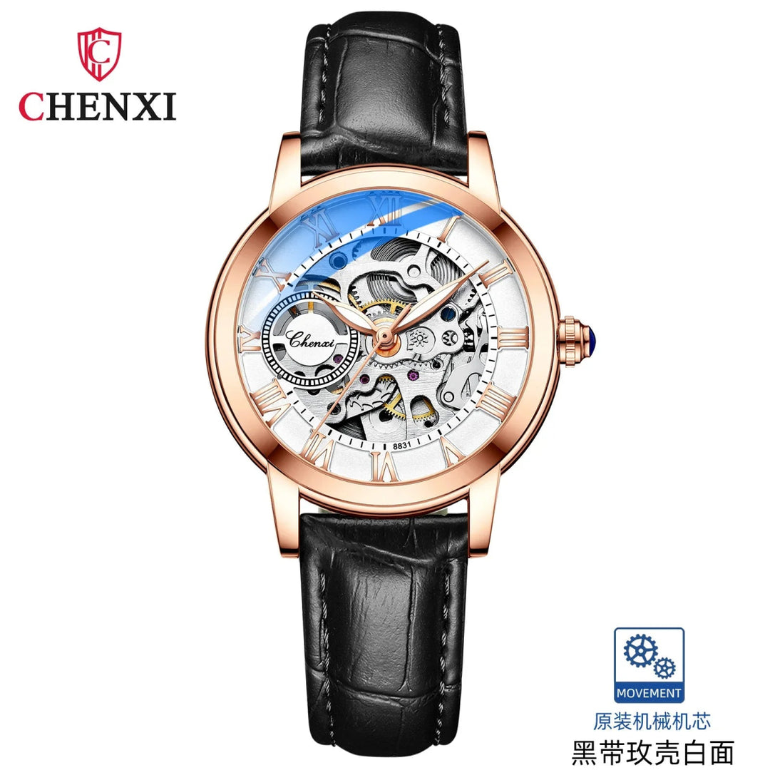 Midnight Whisper elegante Automatic Leather Watch en Perú