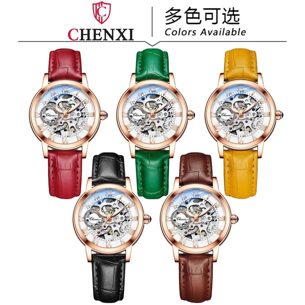Midnight Whisper elegante Automatic Leather Watch en Perú
