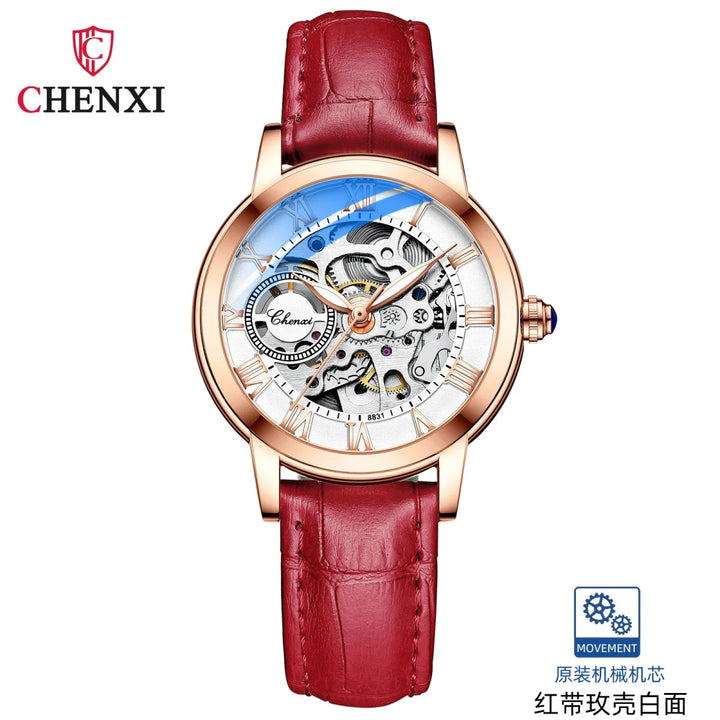 Midnight Whisper elegante Automatic Leather Watch en Perú