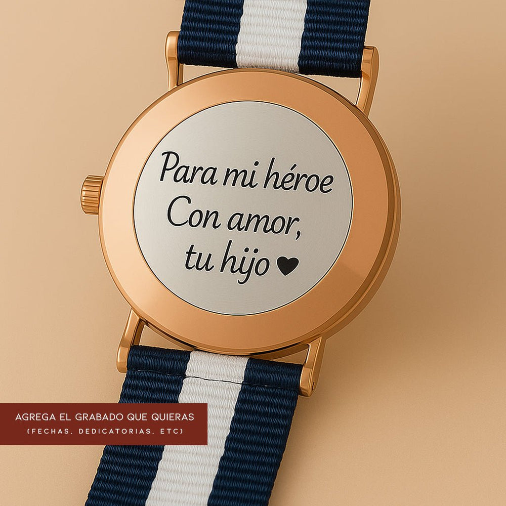 Reloj Hannah Martin Glasgow Oro Rosa con Correa NATO Azul Marino - Diseño Minimalista 40mm elegante masvendido en Perú