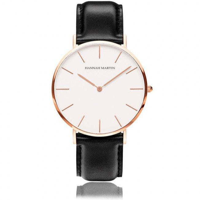 Reloj Hannah Martin hombre Perú rosa gold cuero negro disponible en Jherr Jewelry Lima con envío gratis