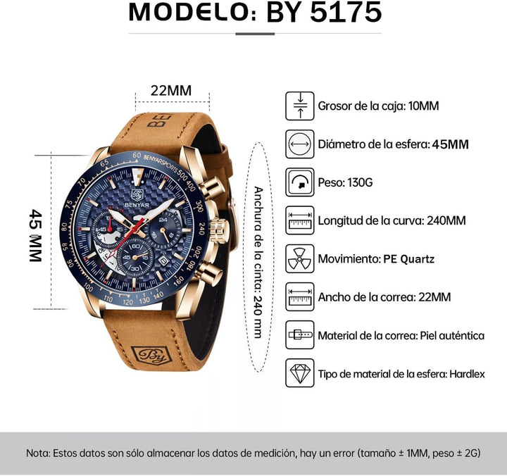 Reloj Benyar Hombre Cuarzo Business Casual - 5175 - JHERR JEWELRY