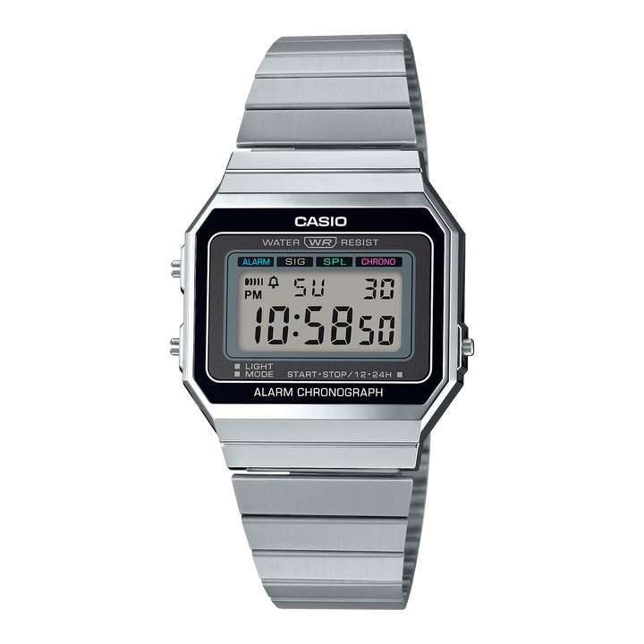 Reloj Casio A700W-1A Vintage Digital Plateado - Clásico Retro con Esfera Negra y Brazalete de Acero