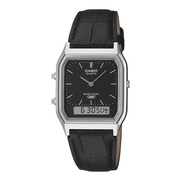 Reloj Casio AQ-230EGL-9A Original Cuero - Dual Display Analógico Digital Dorado