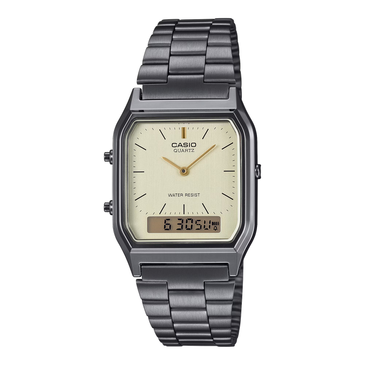 Reloj Casio AQ-230GG-2A Original Retro Black - Dual Display Analógico Digital con Esfera Azul