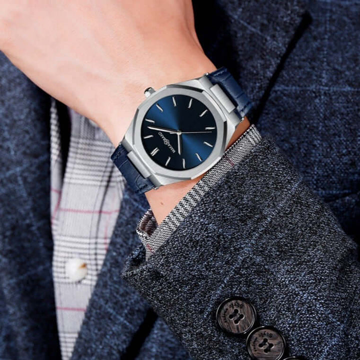 Reloj MakaMbako Titanium Plata Cuero - JHERR JEWELRY