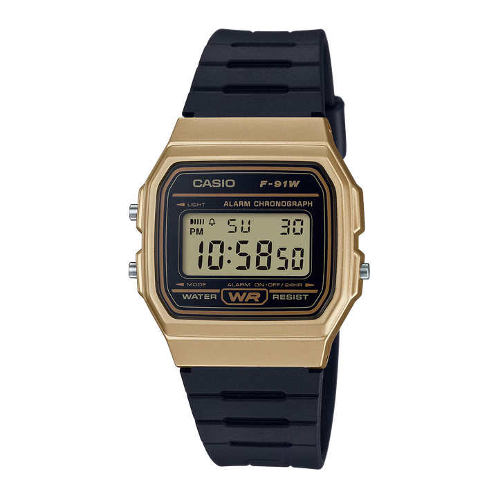 Reloj Casio F-91W-9A Original Digital Gold Black - Clásico con Garantía