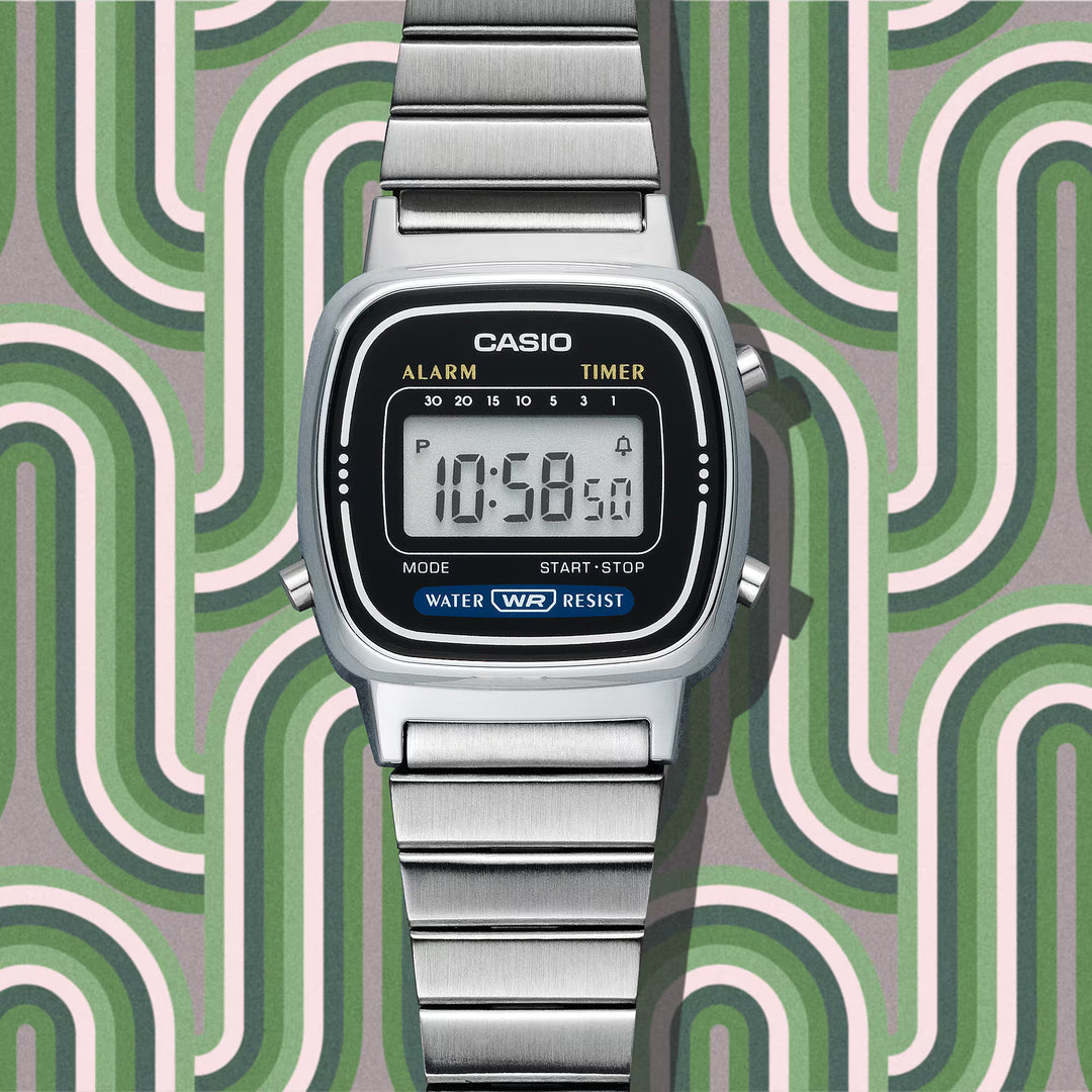 Reloj Casio LA670WA-1 Vintage Plateado Digital - Clásico Retro Atemporal con Esfera Negra