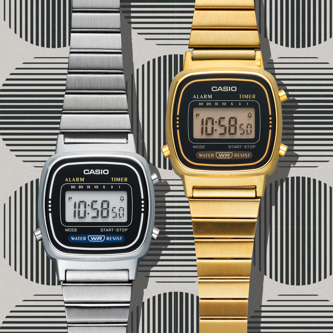 Reloj Casio LA670WA-1 Vintage Plateado Digital - Clásico Retro Atemporal con Esfera Negra