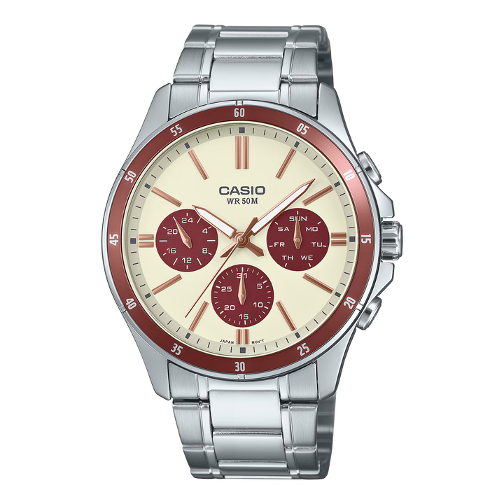 RELOJ CASIO ORIGINAL MTP-1374D-5A2V | Acero Hombre Plateado Elegante