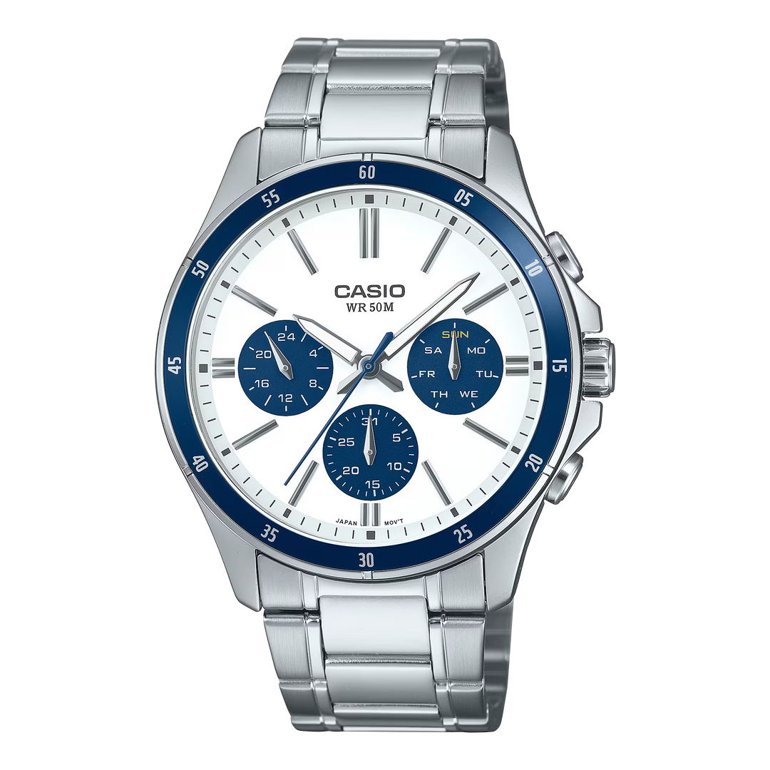 RELOJ CASIO ORIGINAL MTP-1374D-5A2V | Acero Hombre Plateado Elegante