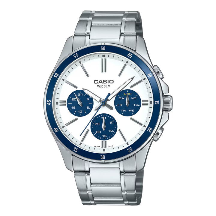 RELOJ CASIO ORIGINAL MTP-1374D-5A2V | Acero Hombre Plateado Elegante