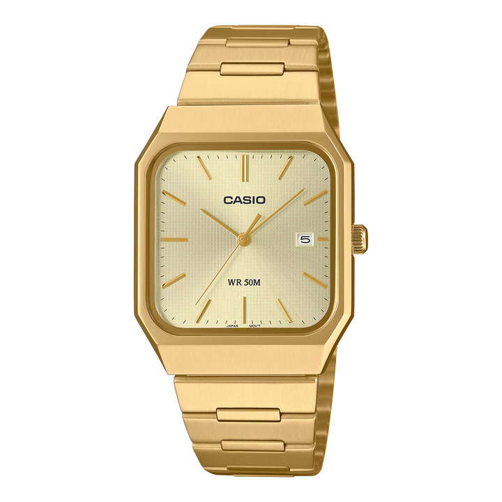 Reloj Casio Original MTP-B185G-9AV Dorado - Diseño Vintage Cuadrado Premium