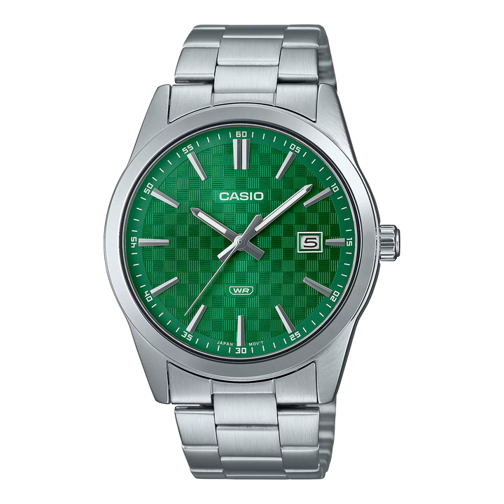RELOJ CASIO ORIGINAL MTP-VD03D-3A1 | Acero Hombre Plateado Verde