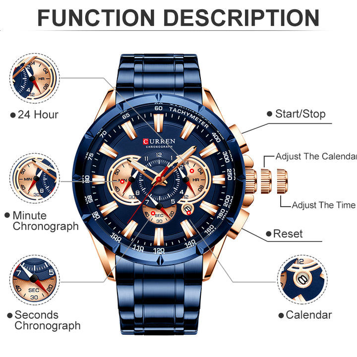 RELOJ CURREN 8363  - QUARTZ AZUL - JHERR JEWELRY