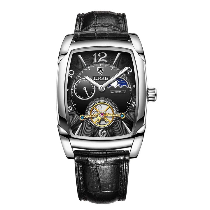Lige Automatic Moon Phase Tourbillon Luxury Timepiece - JHERR JEWELRY