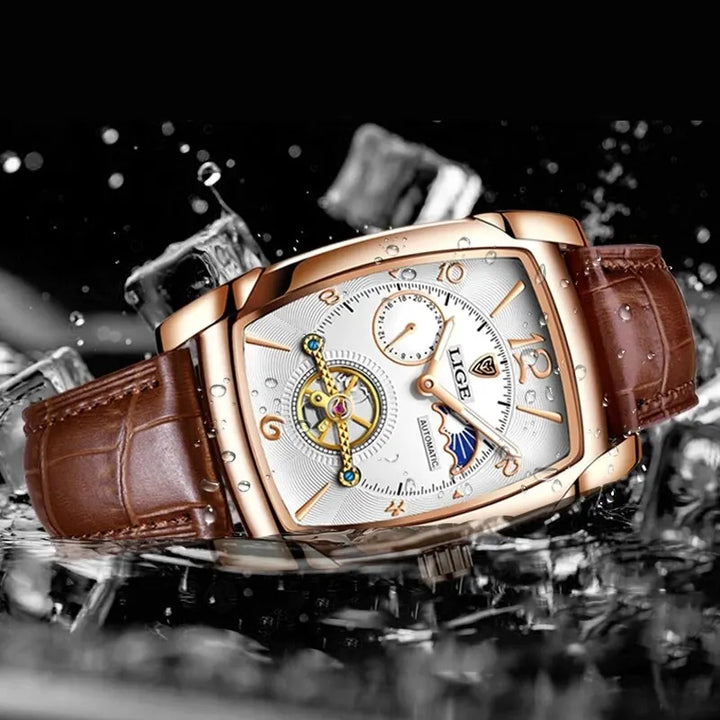 Lige Automatic Moon Phase Tourbillon Luxury Timepiece - JHERR JEWELRY