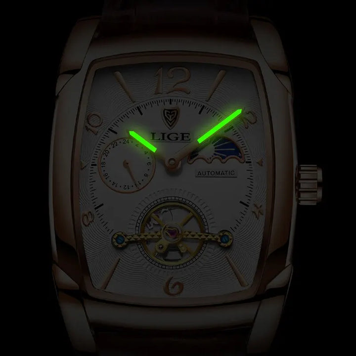 Lige Automatic Moon Phase Tourbillon Luxury Timepiece - JHERR JEWELRY