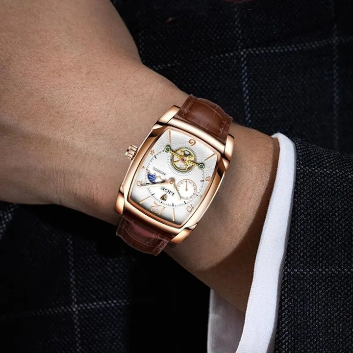 Lige Automatic Moon Phase Tourbillon Luxury Timepiece - JHERR JEWELRY
