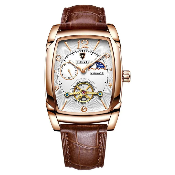 Lige Automatic Moon Phase Tourbillon Luxury Timepiece - JHERR JEWELRY
