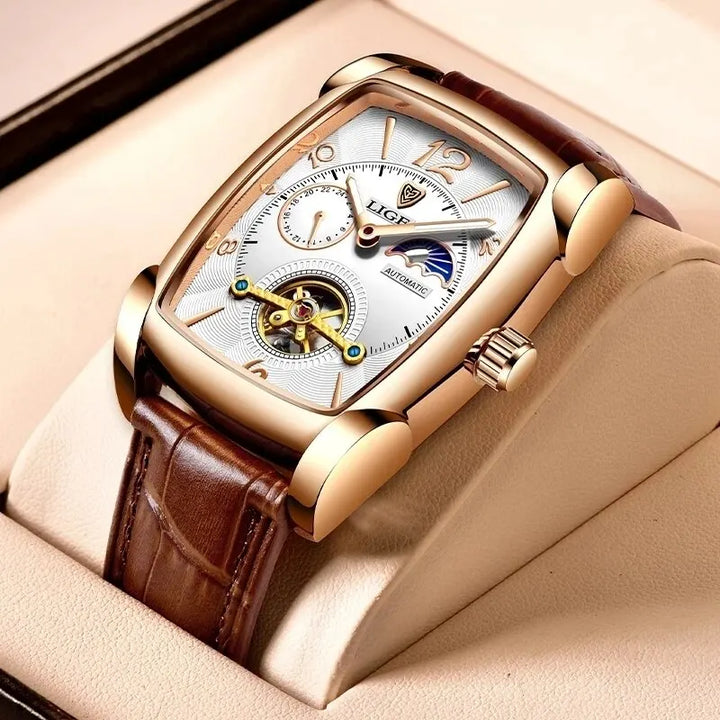 Lige Automatic Moon Phase Tourbillon Luxury Timepiece - JHERR JEWELRY