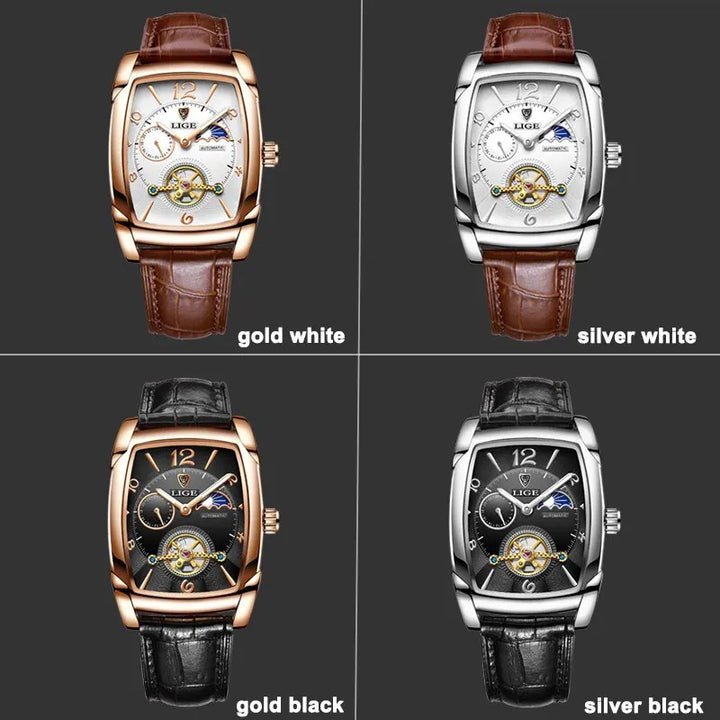 Lige Automatic Moon Phase Tourbillon Luxury Timepiece - JHERR JEWELRY