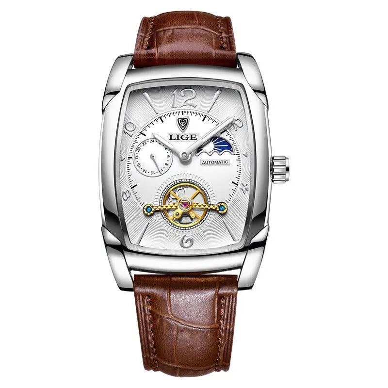 Lige Automatic Moon Phase Tourbillon Luxury Timepiece - JHERR JEWELRY