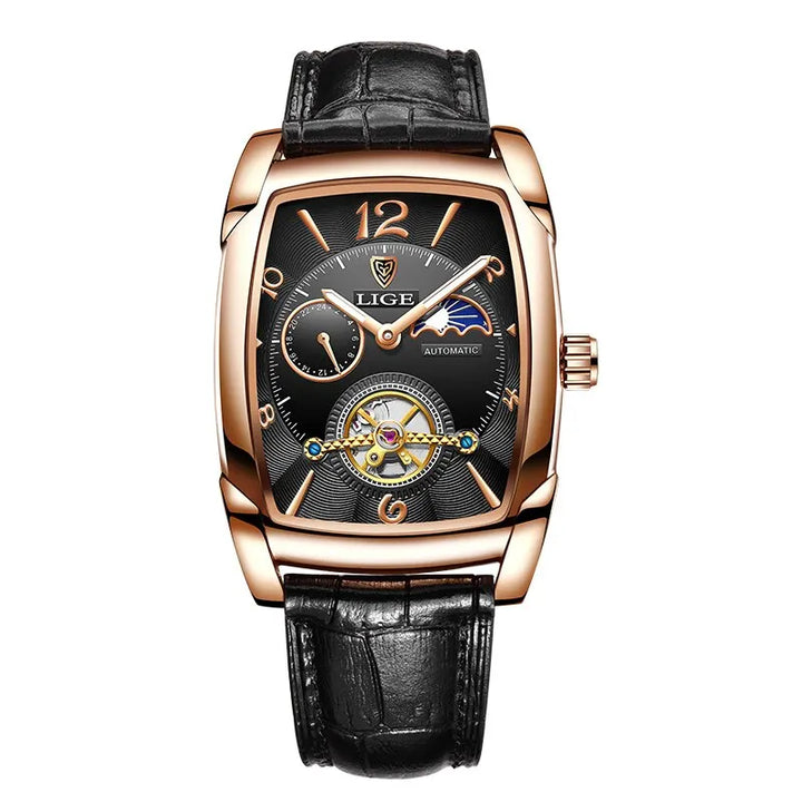Lige Automatic Moon Phase Tourbillon Luxury Timepiece - JHERR JEWELRY