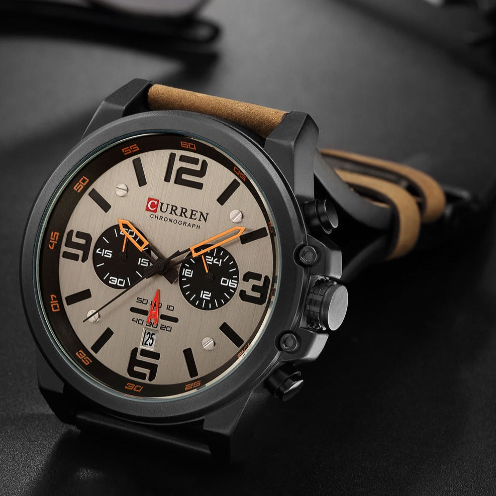 RELOJ CURREN 8314 ARENA CUERO - JHERR JEWELRY