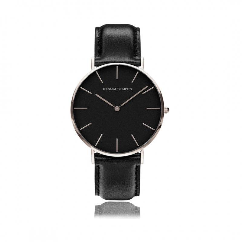 a black and silver watch on a white background