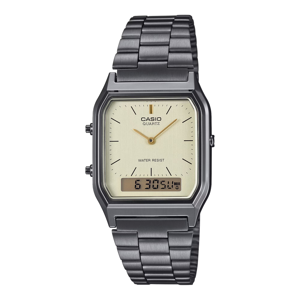 Reloj Casio AQ-230GG-2A Original Retro Black - Dual Display Analógico Digital con Esfera Azul - Casio en Perú | Jherr Jewelry