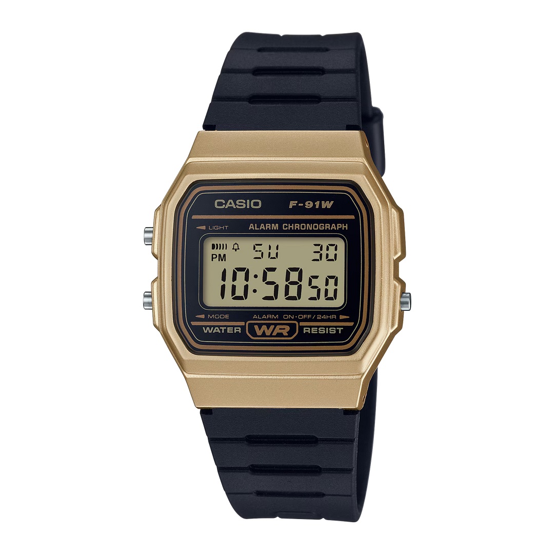 Reloj Casio F-91W-9A Original Digital Gold Black - Clásico con Garantía - Casio en Perú | Jherr Jewelry