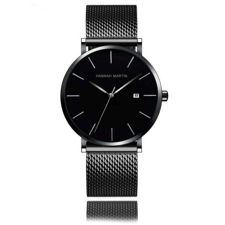Reloj Hannah Martin Original Negro para Hombre - Malla Mesh 40mm con Fecha - Hannah Martin en Perú | Jherr Jewelry