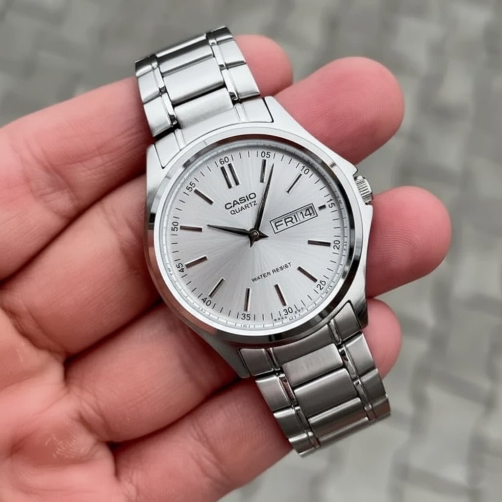 RELOJ CASIO ORIGINAL MTP-1239D-1A | Acero Hombre Plateado - Casio en Perú | Jherr Jewelry