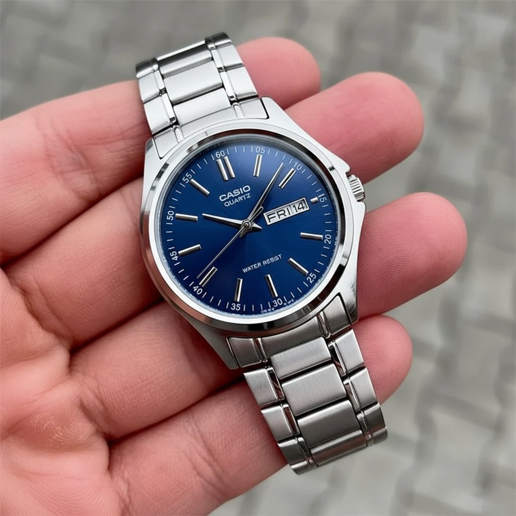 RELOJ CASIO ORIGINAL MTP-1239D-1A | Acero Hombre Plateado - Casio en Perú | Jherr Jewelry