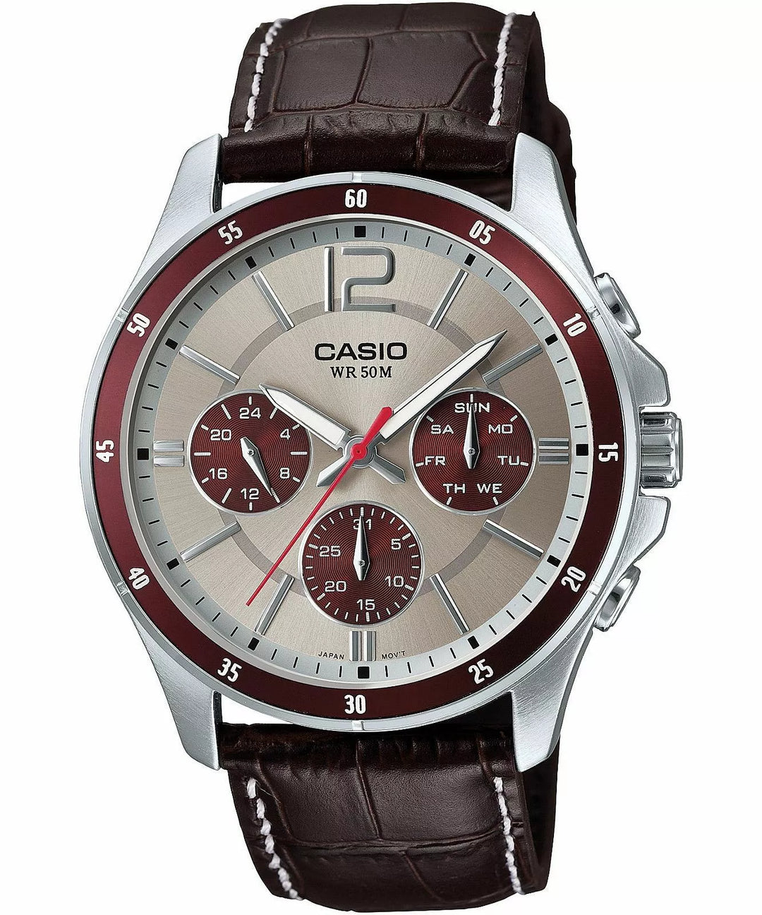 Reloj Casio Hombre MTP-1374L-7A1VEF — Multifunción Analógico con Correa de Cuero - Casio en Perú | Jherr Jewelry