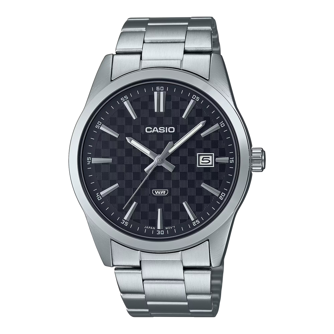 RELOJ CASIO ORIGINAL MTP-VD03D-1A | Acero Hombre Plateado Negro - Casio en Perú | Jherr Jewelry