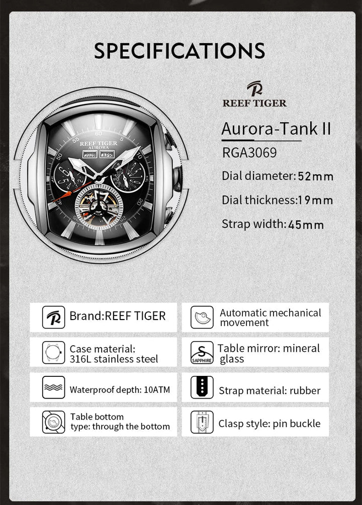 Reef Tiger Sapphire Wave Luxury Tourbillon Flagship elegante en Perú