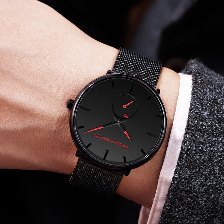 Reloj Analogico Negro Dial Rojo elegante para hombre en Perú