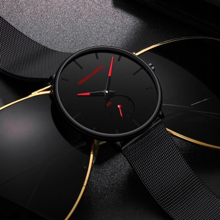 Reloj Analogico Negro Dial Rojo elegante para hombre en Perú